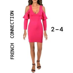NWT (4 fits 2-4) Magenta haze Beau cold shoulder high waist v neck mini long sl